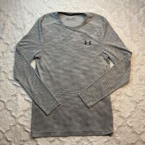 Under Armour Long Sleeve HeatGear Athletic‎ Shirt Gray Training Top Small
